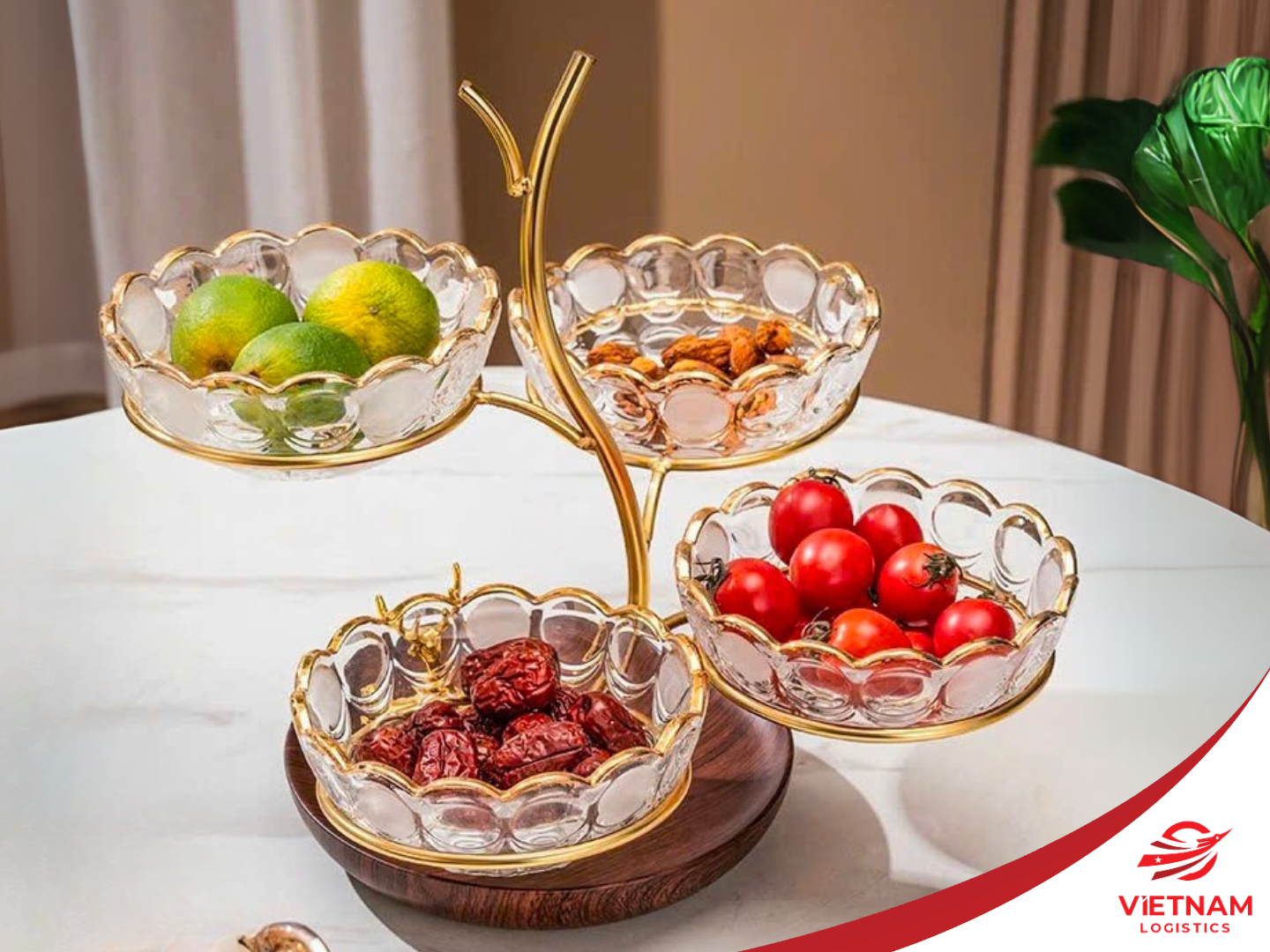 Khay đựng mứt Tết thuỷ tinh